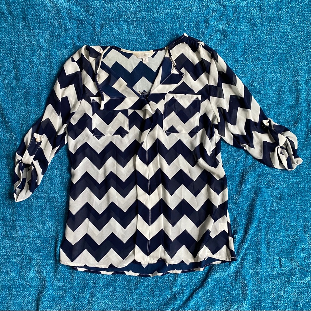 Navy Chevron Blouse